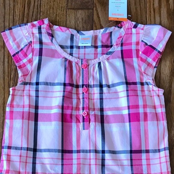 NWT Gymboree Pink Plaid Top Size 6 Girls short Sleeve Buttons - Picture 3 of 6